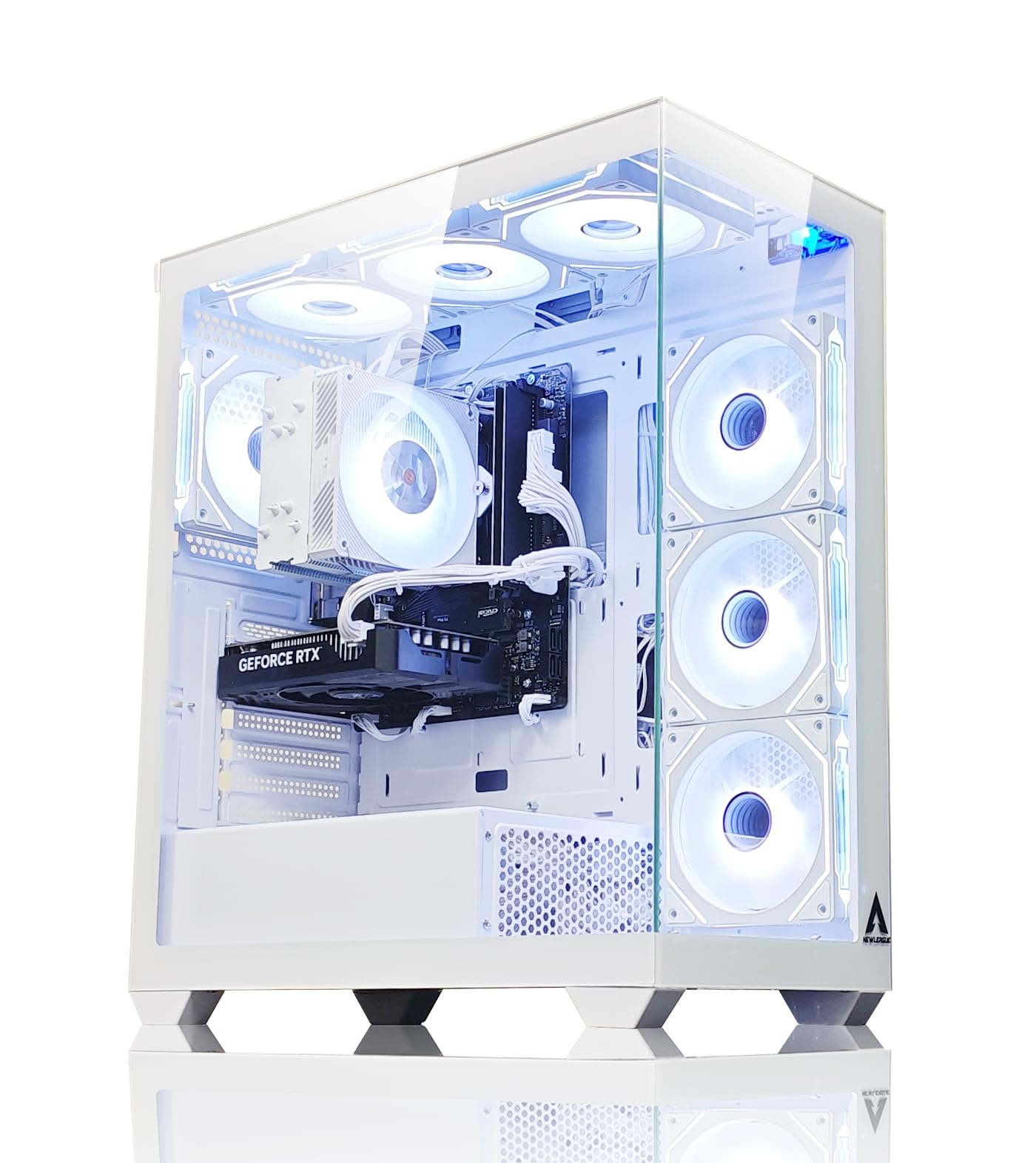 NEWLEAGUE ゲーミングデスクトップパソコン Core i7 14700F / RTX5060 / 32GB / NVMe SSD 1TB / 550W電源ユニット / Windows 11 Pro/WPS Office ミドルタワーモデル NGI714-RTX47650 (RTX5060, ホワイト)